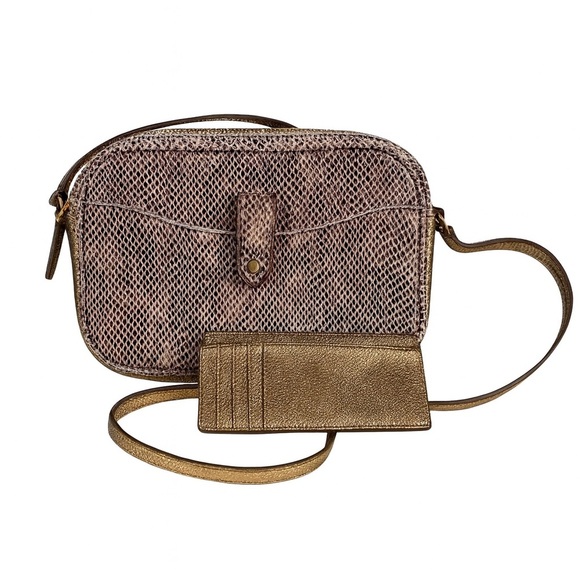 G.I.L.I. Handbags - ✨ G.I.L.I. Snake Embossed Leather Rose Gold Crossbody Bag + Pouch ✨